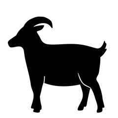 Goat profile silhouette. Animal shadow, black shape, side view. Chinese zodiac symbol, oriental eastern lunar horoscope icon, stencil. Flat vector hand drawn illustration.