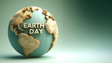 Earth 3D Rendered model, A Sustainable Design for Environmental Awareness, highlighting Earth Day Concept, Copy Space for your text