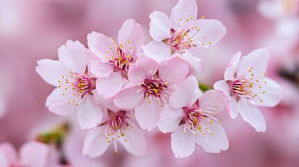 Obraz premium Delicate pink cherry blossoms in close-up view