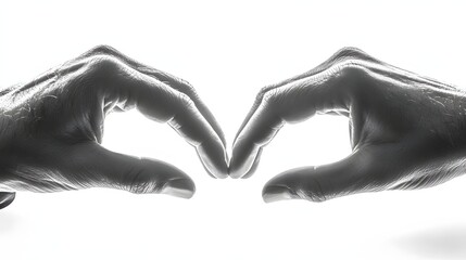Naklejka premium Two Elegant Hands Forming a Heart Shape Against a Bright White Background
