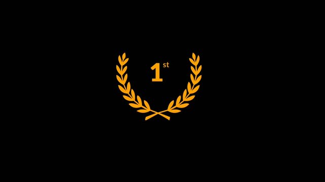 Anniversary logo numbers of 1st, 2nd,3rd with gold color ribbon illustration. Isolated on black background. Animation video.