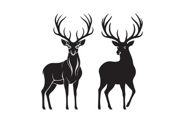 Wildlife Deer Silhouette Hunting, Nature, and Forest Animal Illustration
