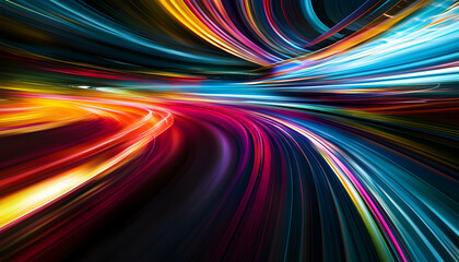 Abstract Background - Colorful Light Trails Speed and Motion Illustration