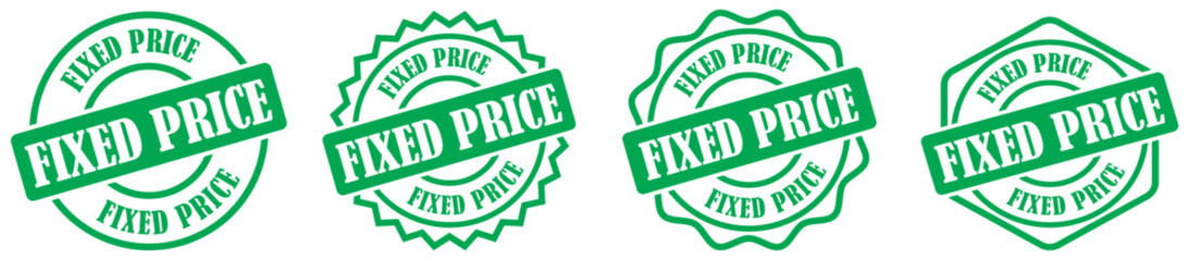 Fixed price rubber stamp collection set on white background. Fixed price sticker design for labels. badge design for fixed price promotion. Business stamp showing fixed price tag. Vector illustration 