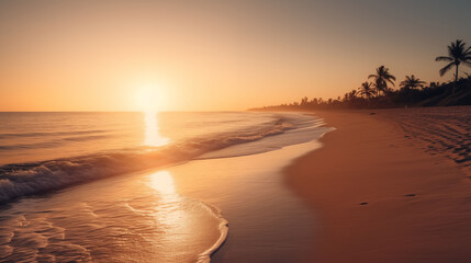 Fototapeta premium Majestic sunset over an empty coastline