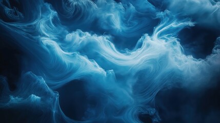 Obraz premium Abstract blue fluid motion with ethereal swirling textures and soft glow