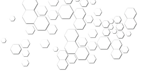 Abstract technology white and grey geometric hexagon shape on transparent background vector.