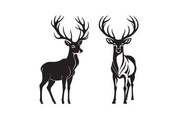 Wildlife Deer Silhouette Hunting, Nature, and Forest Animal Illustration