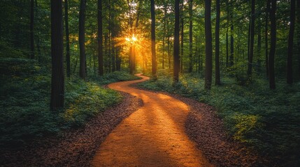 Fototapeta premium Forest Path Sunlight Sunset