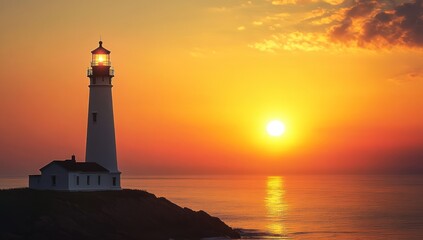 Lighthouse Sunset: A Beacon of Hope at Golden Hour