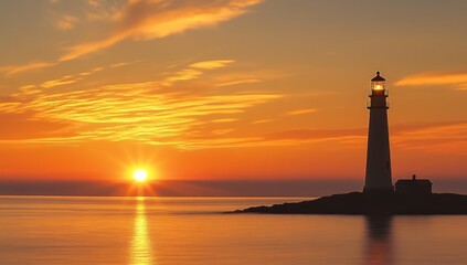 Lighthouse Sunset: A Beacon of Hope at Golden Hour