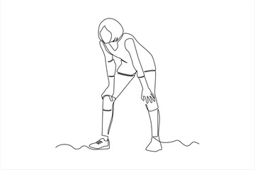 A minimalist line drawing of a tired athlete resting after a workout, showcasing fatigue