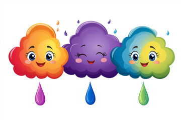 Fototapeta premium Colorful smiling clouds in shades of orange, purple and green. World Meteorological Day