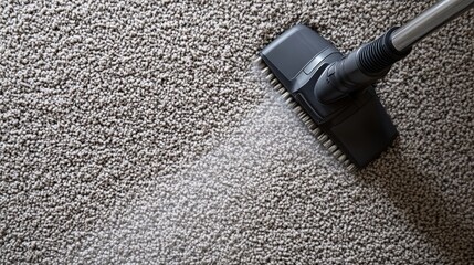 Vacuuming Carpet from Above with Vacuum Cleaner
