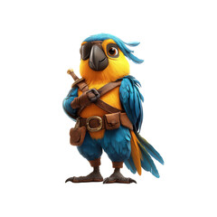 Cartoon Pirate Parrot with Sword - 3D Render