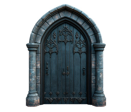 Ornate gothic door isolated on transparent background