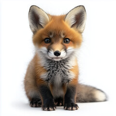 Obraz premium Baby Fox Isolated on White Background