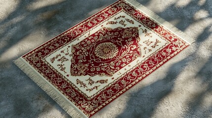 Muslim Prayer Rug on Gray Background
