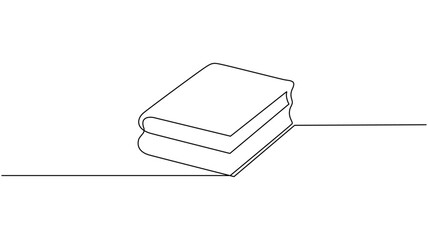 continuous One line drawing of a stack of books resting on a surface.