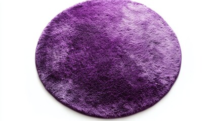 Round Purple Carpet on White Background – Top View
