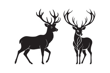 Wildlife Deer Silhouette Hunting, Nature, and Forest Animal Illustration