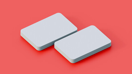 Business cards mockup on red background. Blank cards mock up template. Blank cards for business, gift, debit or credit card presentation. Round corner cards for mock up.
Branding identity mock up.