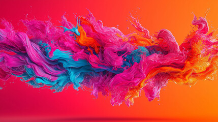 Obraz premium Color Burst: A mesmerizing abstract of vibrant and flowing colors exploding in a dynamic dance of hues, invoking emotion and movement. The image showcases vivid gradients and soft textures.