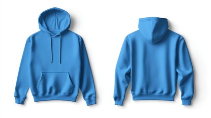 Light blue hoodie mockup front and back template on white background