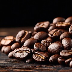 Fototapeta premium A pile of rich, roasted coffee beans.