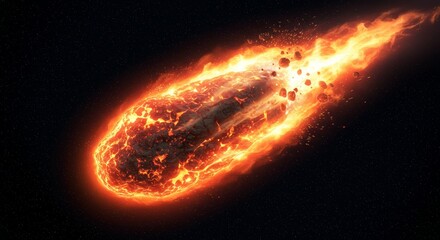 Fiery meteor streaks through the cosmos with intense heat and disintegration