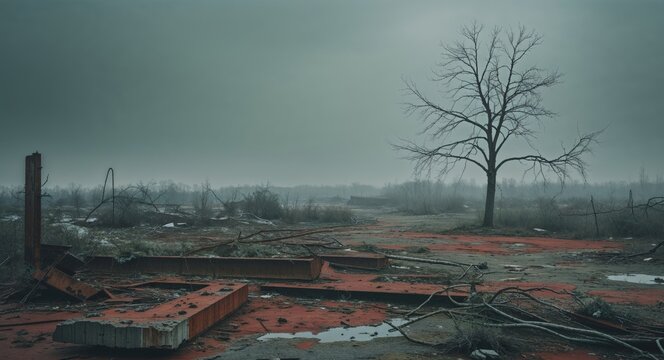 A striking contrast nature s beauty meets the blight of abandoned waste in a forgotten landscape