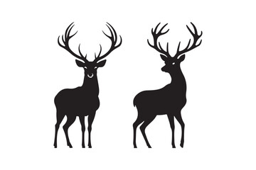 Wildlife Deer Silhouette Hunting, Nature, and Forest Animal Illustration