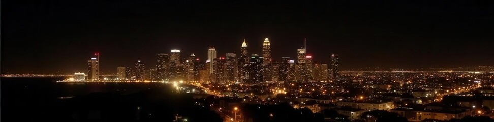 Obraz premium Golden California city skyline, elegant black background, cityscape, illustration