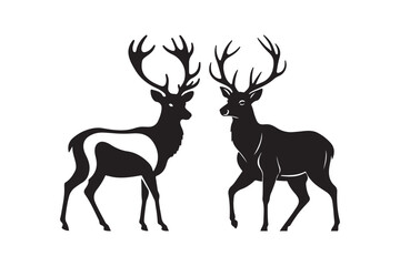 Fototapeta premium Wildlife Deer Silhouette Hunting, Nature, and Forest Animal Illustration