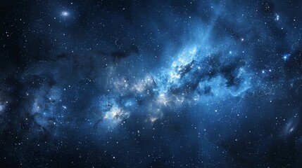 Obraz premium Cosmic Dreamscape Blue Nebula with Scattered Stars, digital art, galaxy, night sky, space, stars, nebula