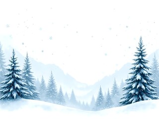 Naklejka premium A peaceful winter landscape with snow covered pines