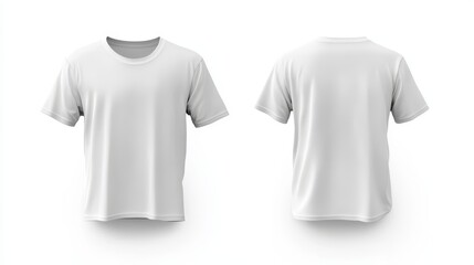 Fototapeta premium White t-shirt mockup front and back template on white background