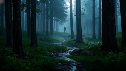 Fototapeta premium It was quiet in the forest and it was raining