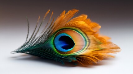 Obraz premium A Single Peacock Feather: Vibrant Colors and Intricate Details