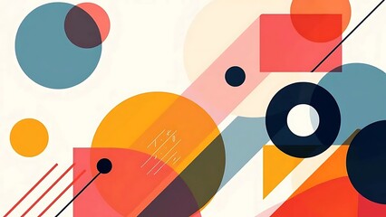 Abstract Geometric Art: Circles, Squares, and Lines