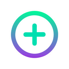 Obraz premium Plus sign icon illustration in vibrant green and purple, positive vibes