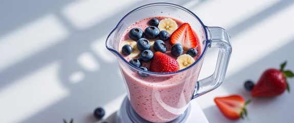 Fresh Fruit Smoothie in Blender Ready to Blend.