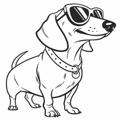 Fototapeta premium Trendy Sausage Dog Clipart – Black and White Hipster Dachshund
