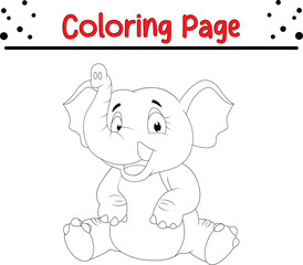 Happy Elephant Coloring Page. Animal coloring page for kids