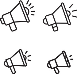 Megaphone Announcement Icons - Loudspeaker Line Art Symbol