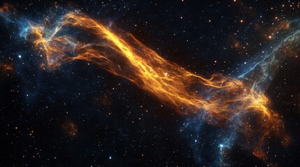 A galactic leviathan made of nebula gas swims through deep space, trailing glowing tendrils