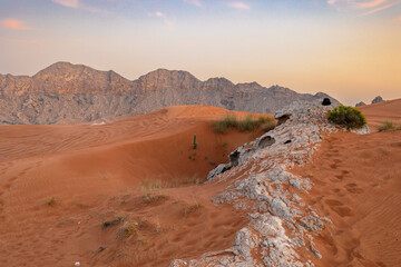 Fossil Rock archeological place in UAE sand desert in Sharjah. 