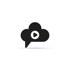 Obraz premium video on cloud icon with shadow on white background