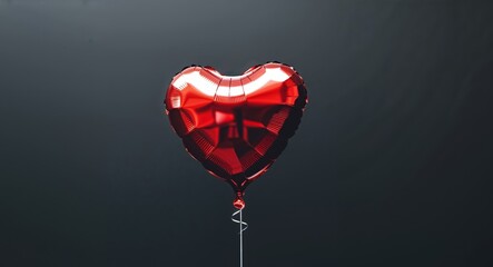 red heart shaped balloon on black background