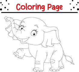 Happy Elephant Coloring Page. Animal coloring page for kids